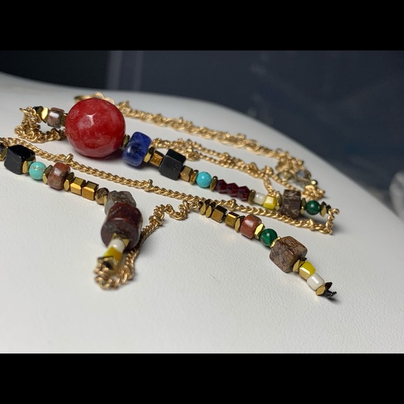 Glass Crystal Goldtone Y Necklace - Picture 5 of 7